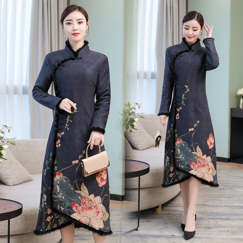 

Qipao traditional Chinese oriental dress women cheongsam sexy modern Chinese dress qi pao female ladies asian dress FF1459 X