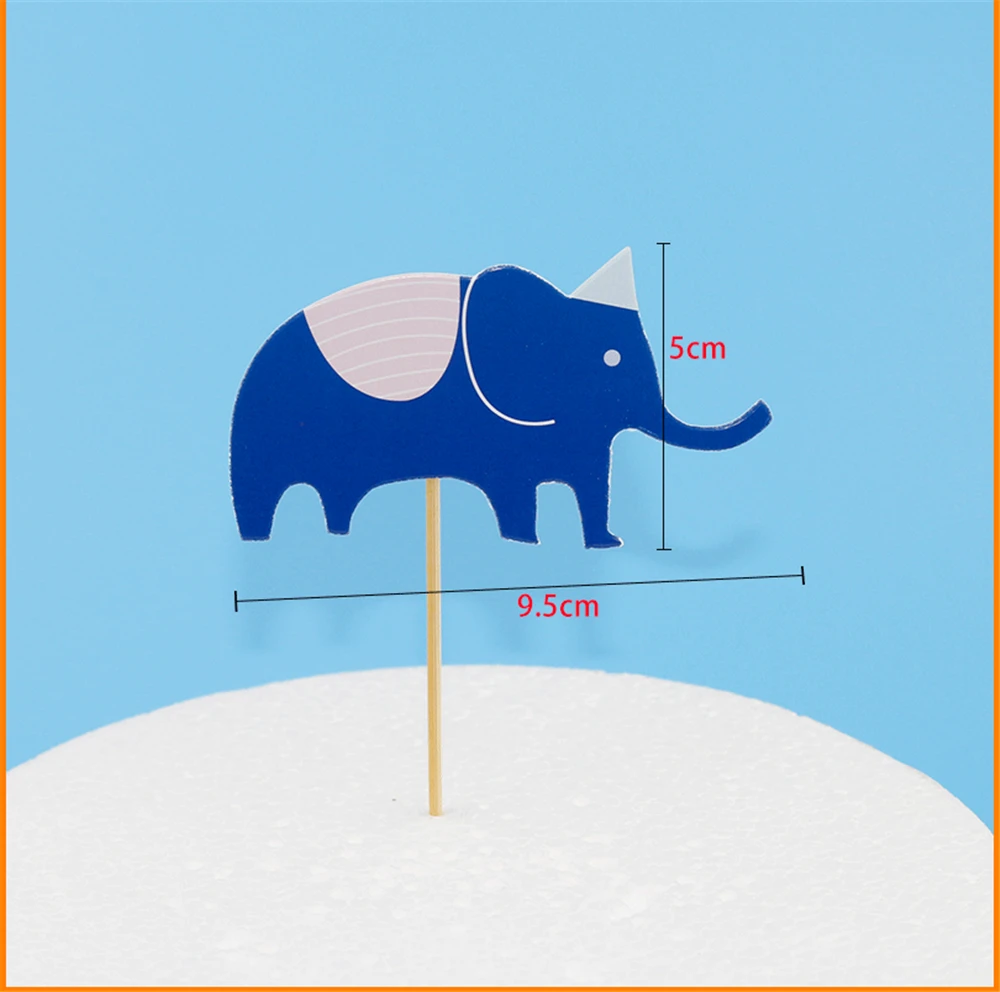 1set Elephant Lovely Happy Birthday Cupcake Cake Topper Flags Baby Shower Party Decoration Children Supplies | Дом и сад