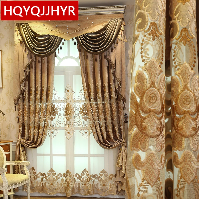 

European top royal villa velvet embroidered curtains for living room high quality classic multicolor curtains for bedroom