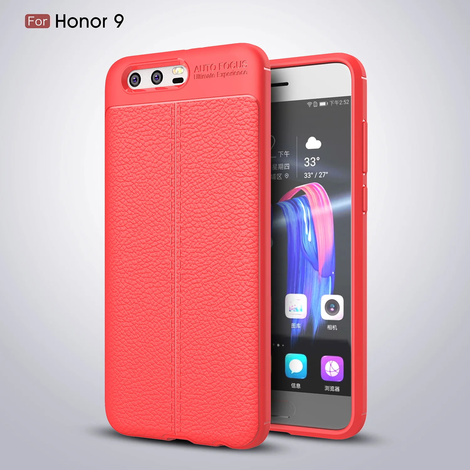 Litchi кожа люкс телефон чехлы для huawei Honor 9 ТПУ мягкой углеродного волокна чехол