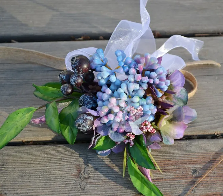 2015 New Fashion Wedding Flowers Bridal Wrist boutonniere corsages Retro Viatage Purple Rose Accessories WD0070|accessories pink|accessories for htc