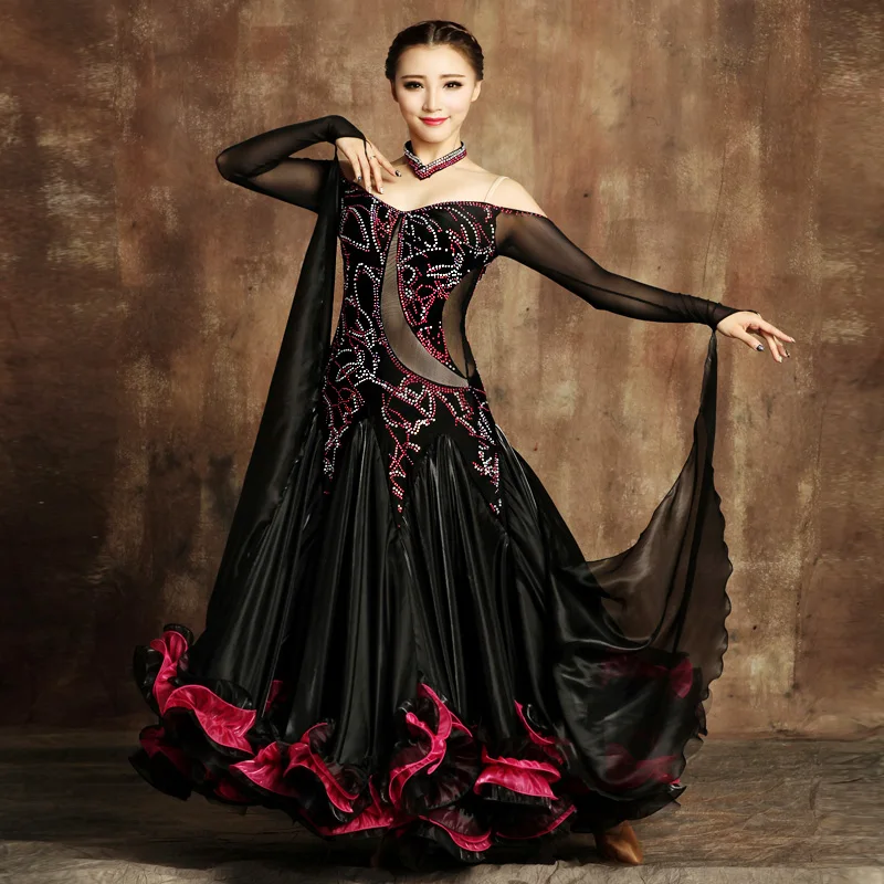 Изысканный горный хрусталь бальных танцев Dress ES standard бальные танцы одежда