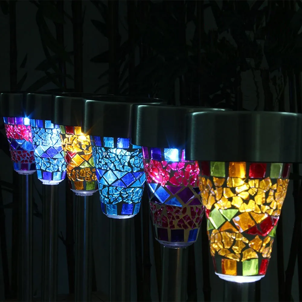 The new Solar lamps Power Mosaic LED Garden Light Stainless Steel Pieces Of Energy Outdoor Lamp For Lawn SunAK5019A | Лампы и