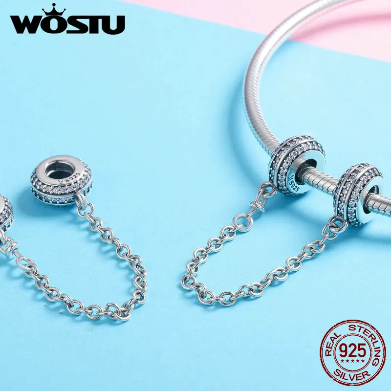 WOSTU, модные, настоящие, 925 пробы, серебряные, ослепительные, круглый камень, подвески, подходят для браслета, ожерелья, оригинальные, из бисера, для изготовления ювелирных изделий CQC812