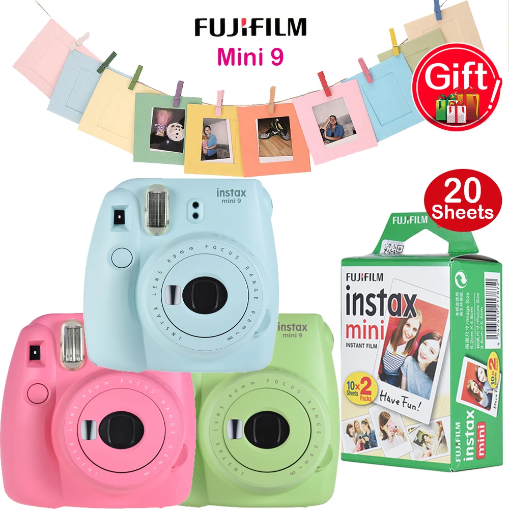 Fujifilm Instax Mini 9 камера мгновенная камера пленочная камера+ 20 листов мини 8 мгновенная белая пленка+ " Фото Картина Настенная рамка