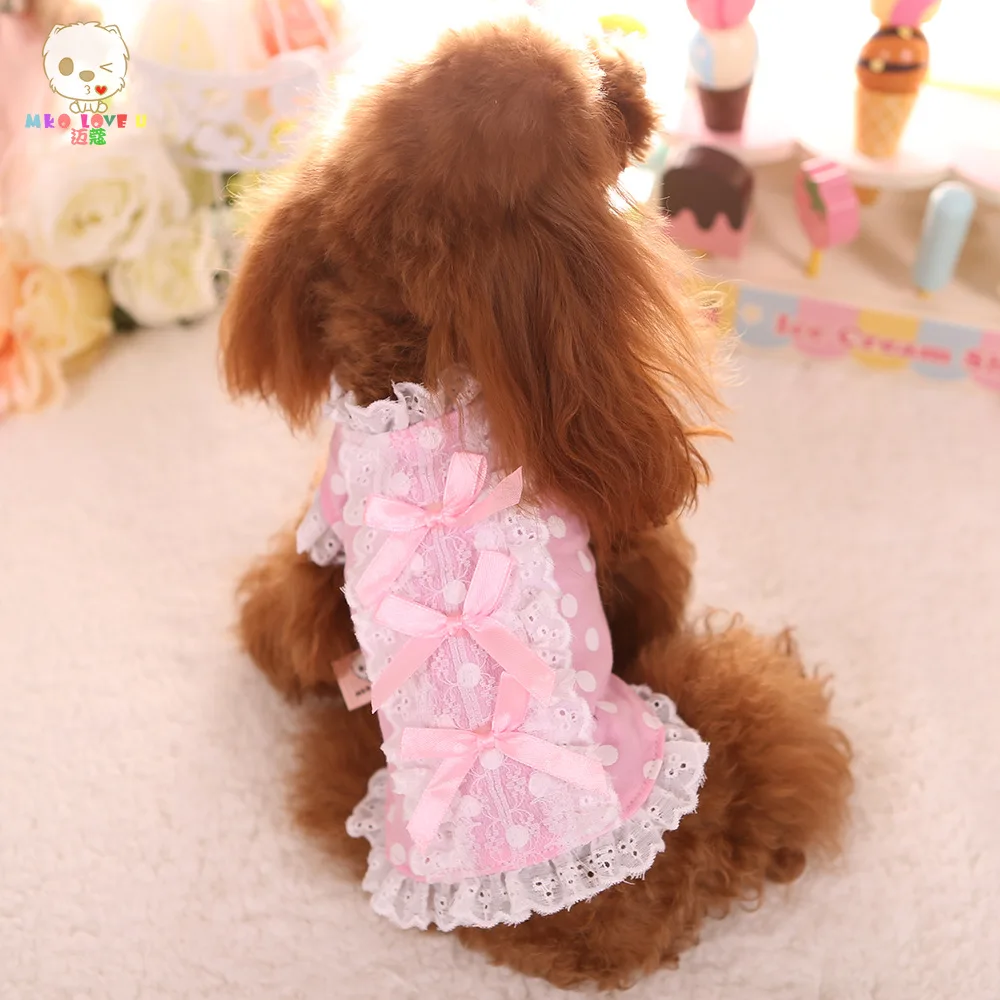 Puppy Lace Coat Soft Vest Pet Clothes For Small Dogs 100% Cotton Dog Clothing Sweet Shirt Dot | Дом и сад