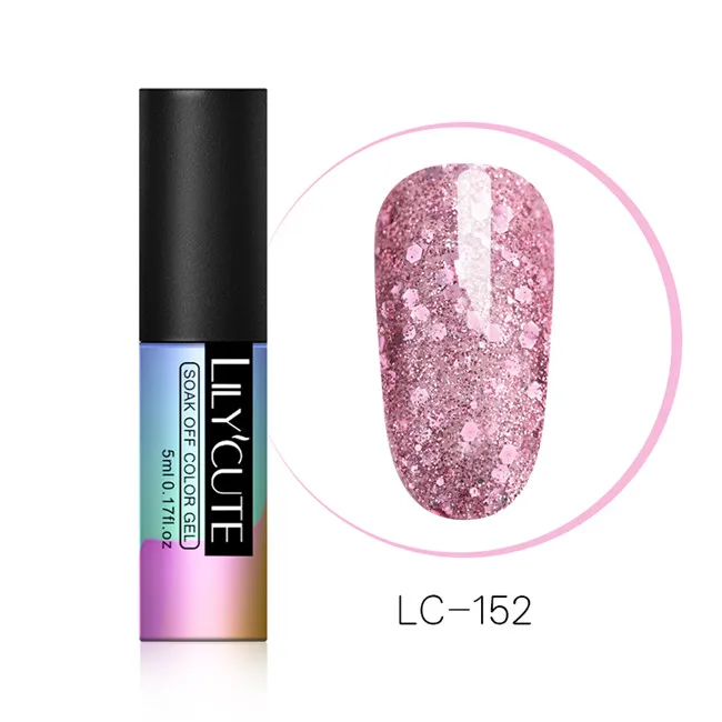 LILYCUTE 5 мл розовый телесный серый серия замачиваемый УФ-Гель-лак черный белый стойкий чистый цвет ногтей Гель-лак для маникюра - Цвет: LC 152