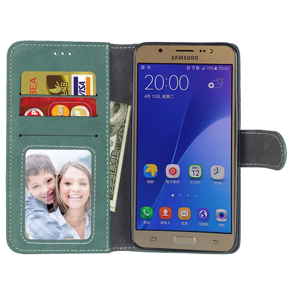 Матовый кожаный чехол в стиле ретро для Samsung Galaxy J510 J5 2016 J710 J7 книжка с подставкой