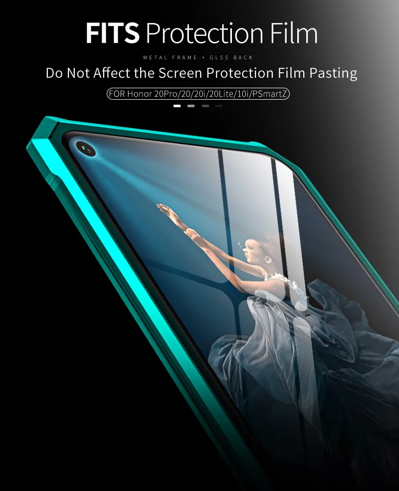 OMEVE для huawei Honor 20 Pro Чехол металлический сплав рамка бампер прозрачное закаленное стекло задняя крышка для Honor 20 20i V20 чехол для телефона