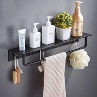 nail free space aluminum bathroom shelf black bathroom shelves rack with hooks wall mounted corner multifunction shelf f