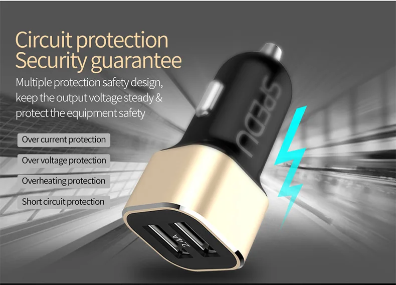 SPEDU Mini USB Автомобильное зарядное устройство для мобильного телефона планшета gps 2.4A быстрое зарядное устройство автомобильное зарядное устройство двойной USB автомобильный адаптер зарядного устройства для телефона в автомобиле