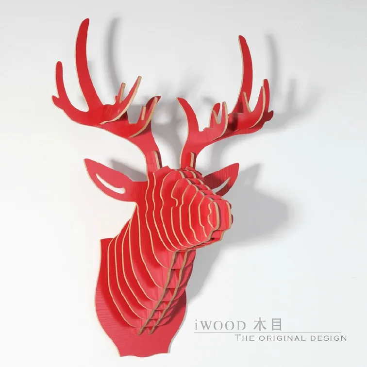 Поголовье оленей 3D DIY деревянные украшения дома Европейский животных резьба по