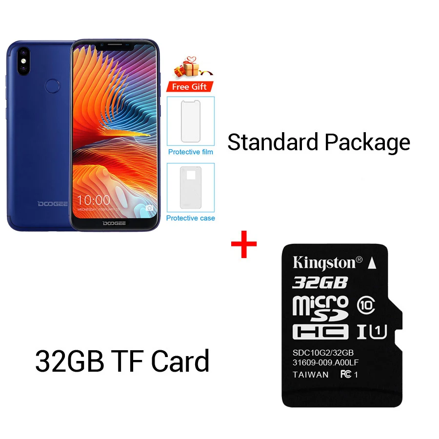 Blue N 32GB Card DOOGEE BL5500 Lite u-образная Android 8,1 6,1" MTK6739 четырехъядерный 2 Гб ОЗУ 16 Гб ПЗУ 5500 мАч две sim-карты 13 МП отпечаток пальца мобильный телефон - Цвет: Blue N 32GB Card
