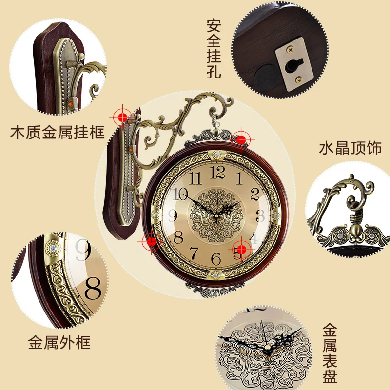 Meijswxj двухсторонний настенные часы Saat Reloj Relogio де parede обои Saati Ретро Вуд радиоволн