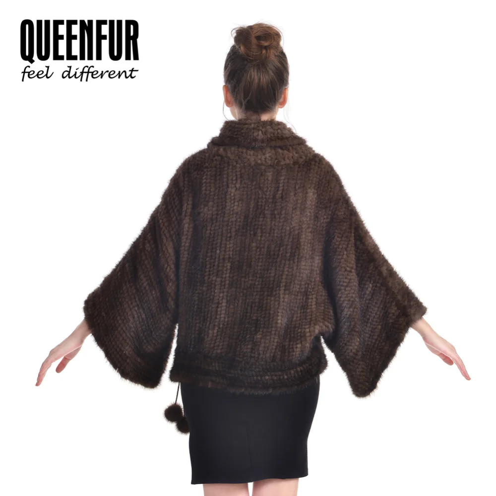 Новые Подлинная Вязание Норки Шаль Натуральный Мех Пончо Для женская Мода
