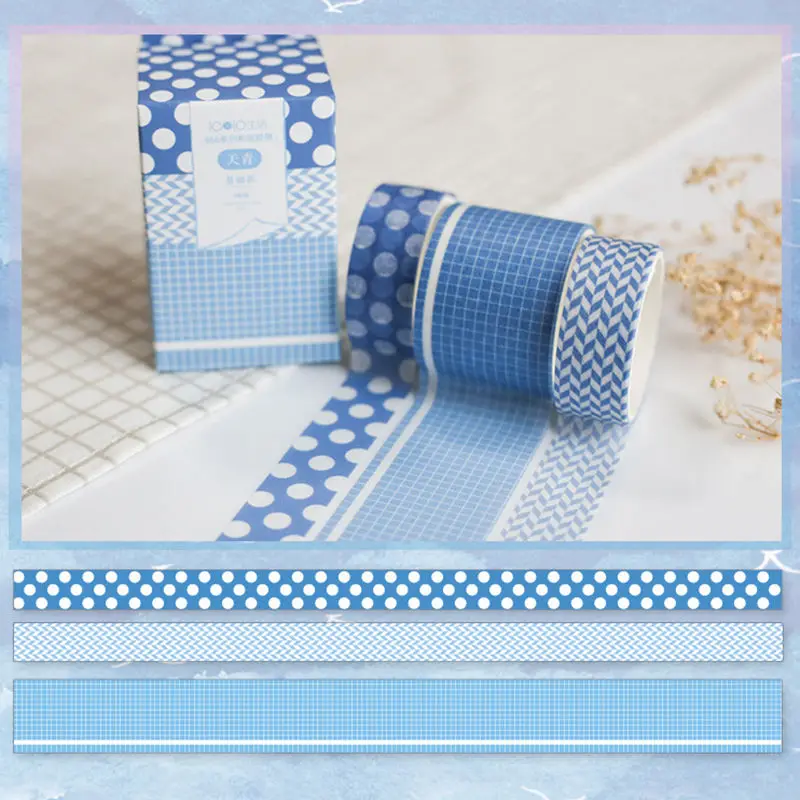 Coloffice 3 шт./компл. Sky Blue Series лента Washi свитер-гольф в Корейском стиле свежий Однотонная одежда с милым рисунком клейкая лента для stationeryl расходные материалы
