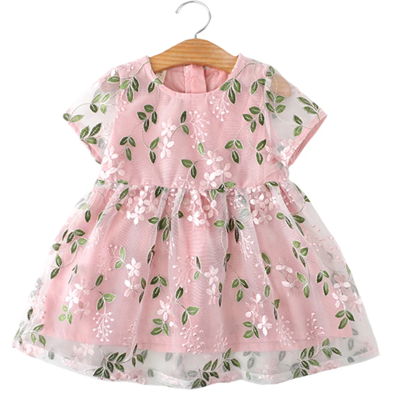 Платья для девочек коллекция 2019 года Новая летняя детская одежда милое Сетчатое