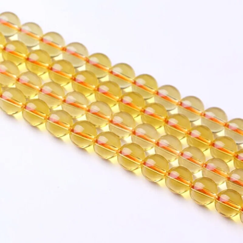 New  Quality Yellow Citrines  Natural Stone Round Loose Beads For jewelry Making Agat 4/6/8/10/12MM Bracelet Strand DIY