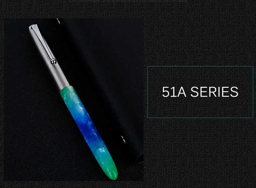 Высококачественная перьевая ручка Jinhao 51a из органического стекла, 0,38 мм, очень тонкая, с подарочной коробкой, школьные офисные принадлежности