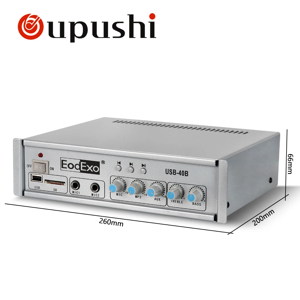 Oupushi Мини Bluetooth микшер усилитель 40 Вт домашний звук аудио PA sd-карта, USB усилитель с потолочным динамиком, настенный динамик
