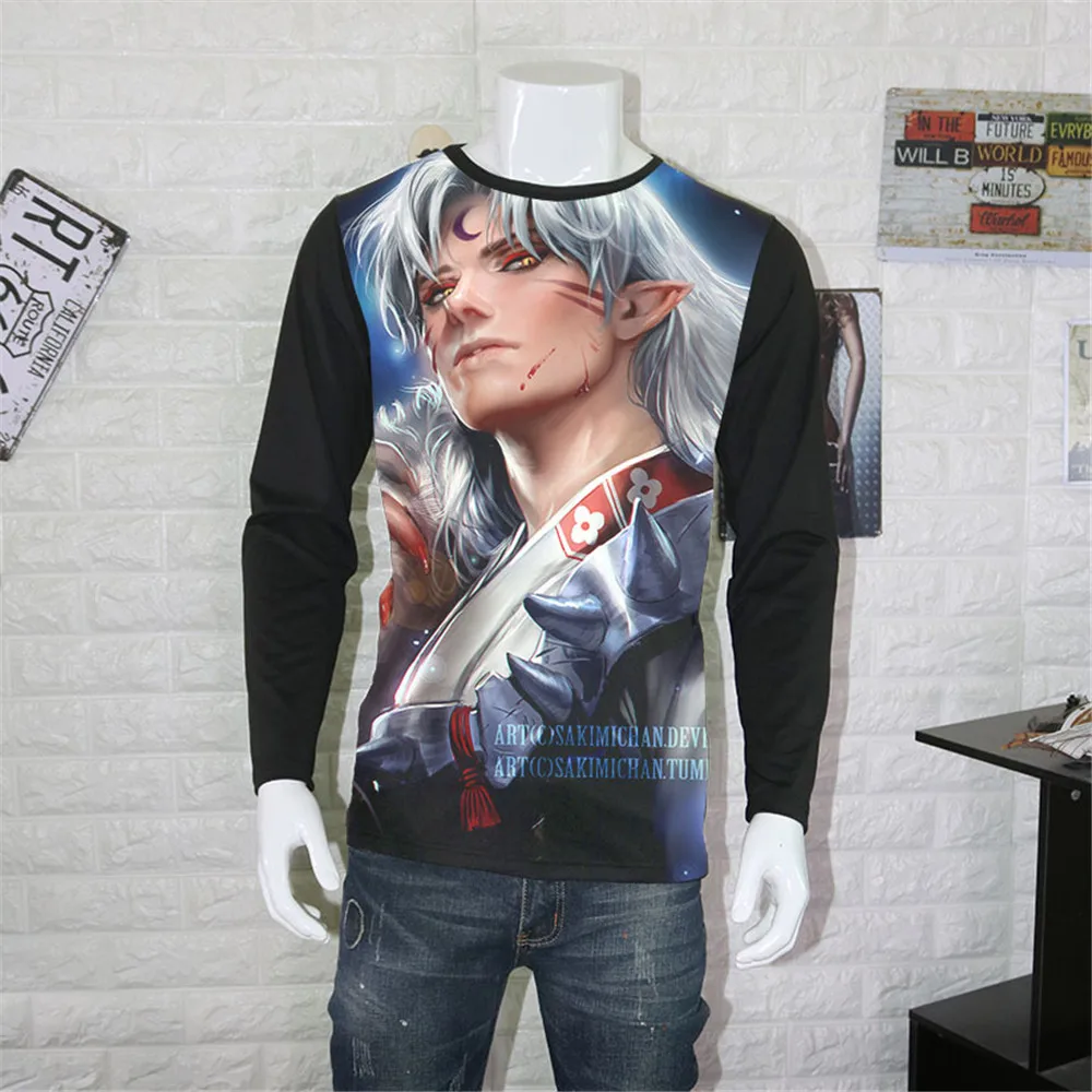 Косплей Аниме унисекс Топы Футболка Inuyasha футболка с длинным рукавом Moneca Stori