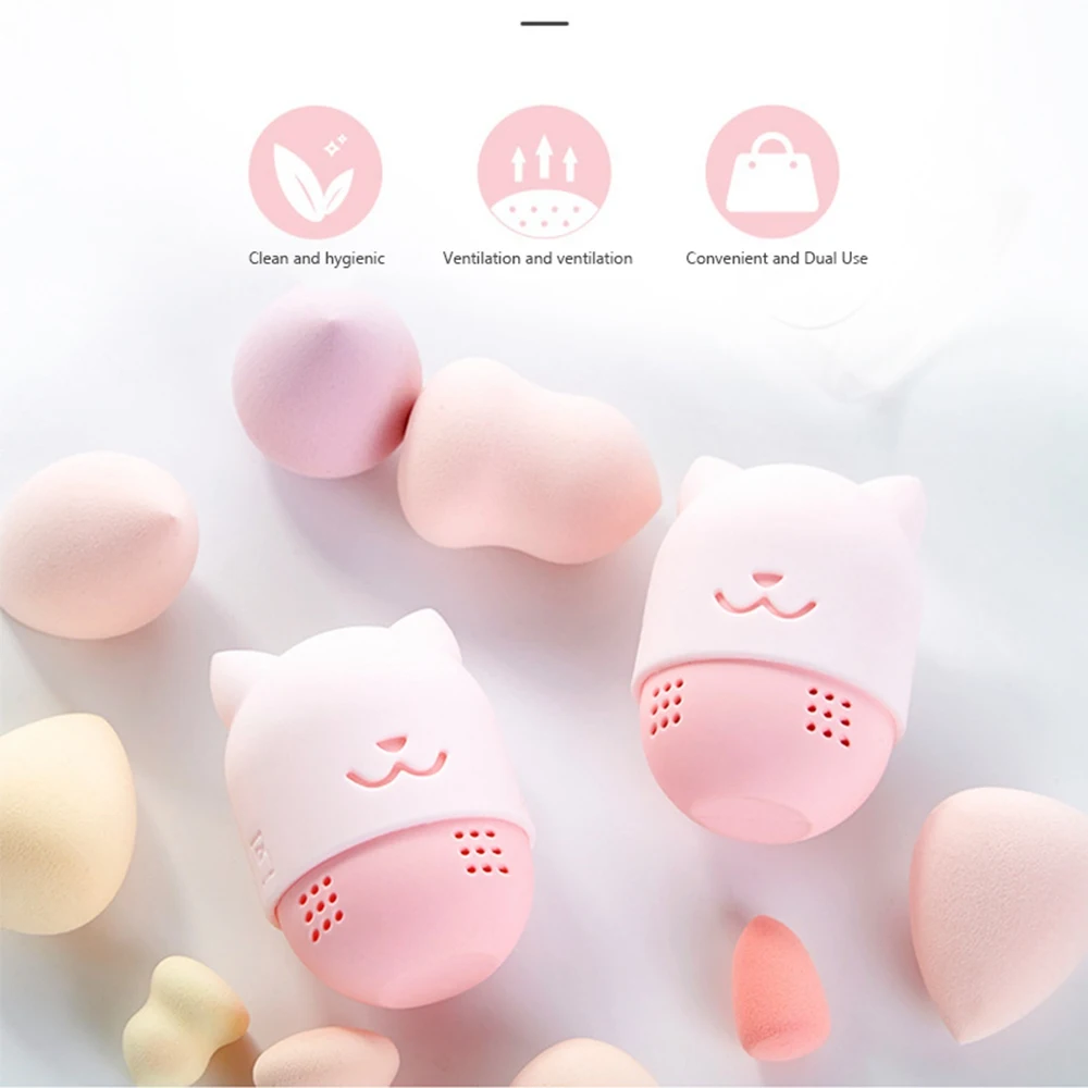 Cute Eggshell Silicone Makeup Sponge Holder Travel Sponge Carrying Case Beauty Foundation Blending Sponge Holder Storage Box
