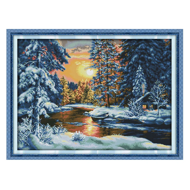 Joy Sunday китайский Счетный крест diy закат снег DMC14CT11CTcottonfabric гостиная столовая ресторан отель живопись