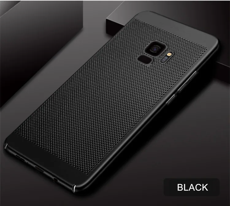 Black Сетчатый чехол для телефона Samsung Galaxy S5 S6 S7 Edge S8 S9 S10 Plus тонкий термоохлаждающий чехол для Note 3 4 5 8 9 Coque Capa Shell - Цвет: Black