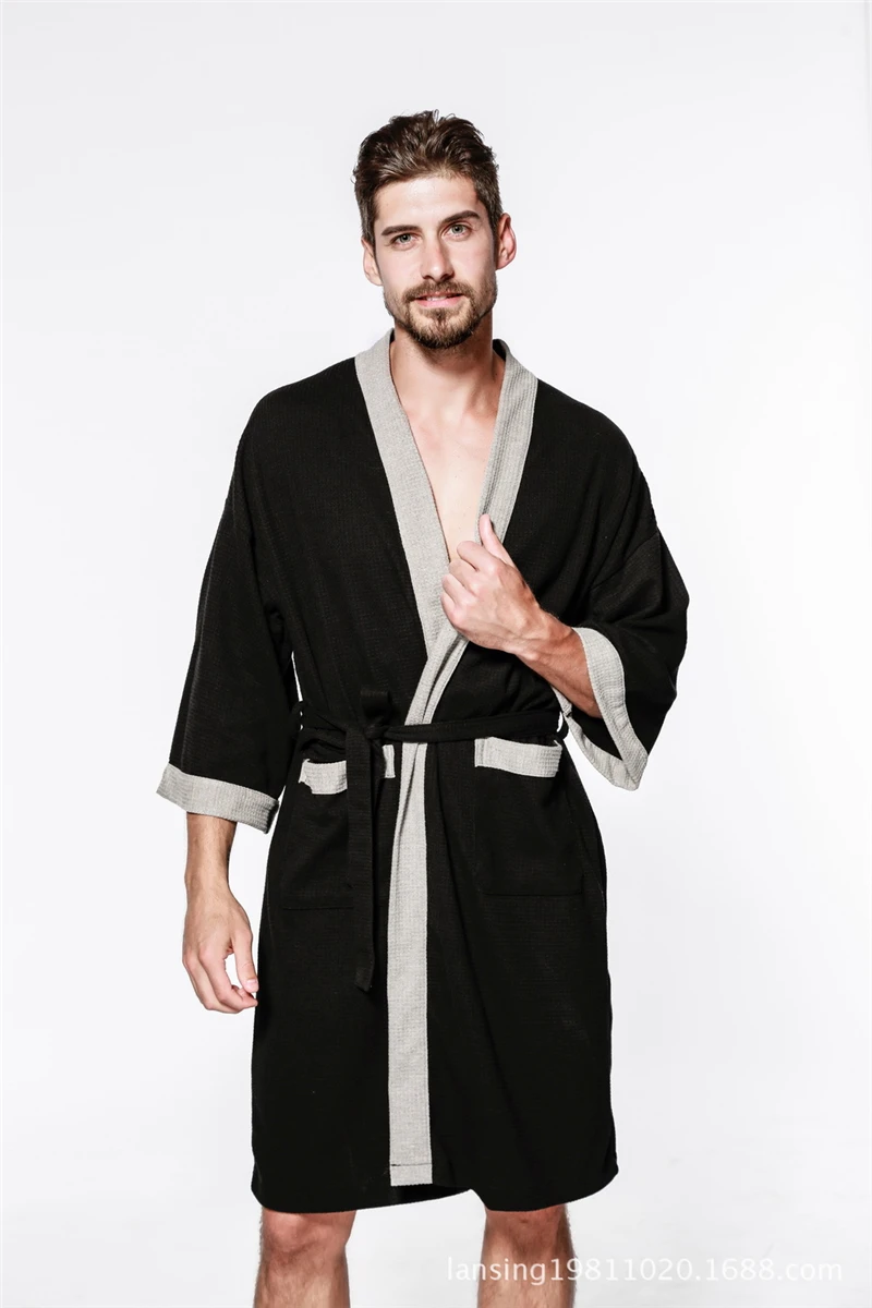Пижамы IANLAN для пятизвездочных отелей хлопковые мужские вафельные халаты