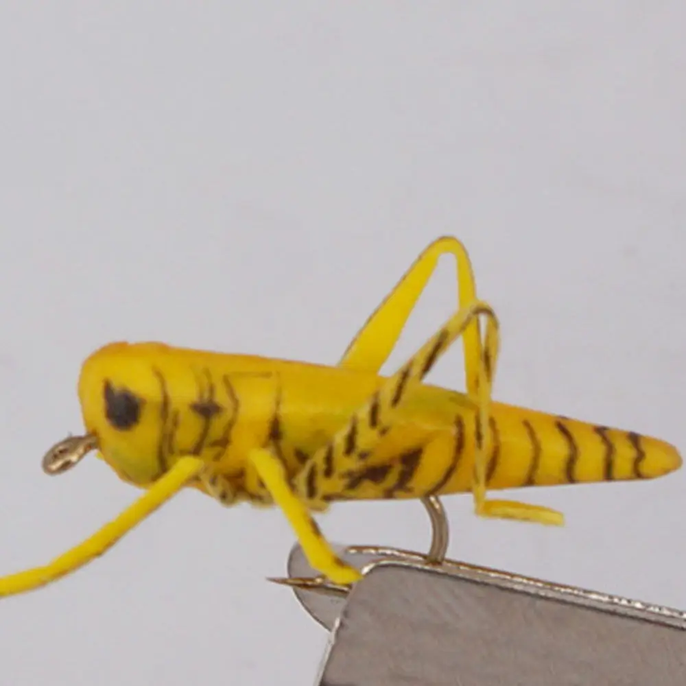 yellow hopper 10size Лучшее качество риверранс реалистичный Кузнечик бункер мухи Верховная пена бункер муха из Европы - Цвет: yellow hopper 10size