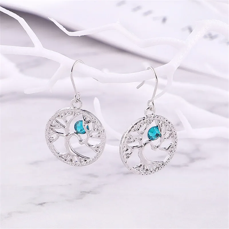 Серьги-подвески Ms Betti 2019 женские с кристаллами деревом жизни | Украшения и