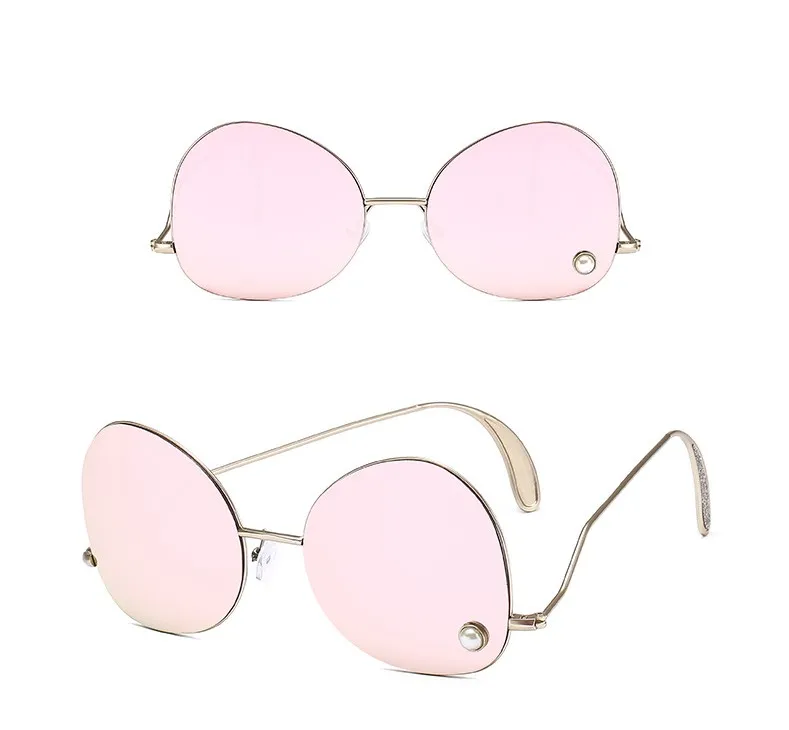 Imitation Pearl Embedded Sunglasses Shades for Women Metal frame Tough Irregular UV400 Lens Sun Glasses Fashion Outdoor Goggles |