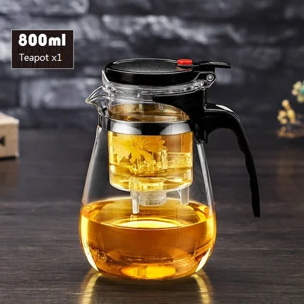 Teapot 800ml Высокоборное кислотное стекло чайник чайный набор кунг-фу Gaiwan Tureen один клавишный Пресс автоматический рефлеш ожога Teaware хорошие подарки - Цвет: Teapot 800ml