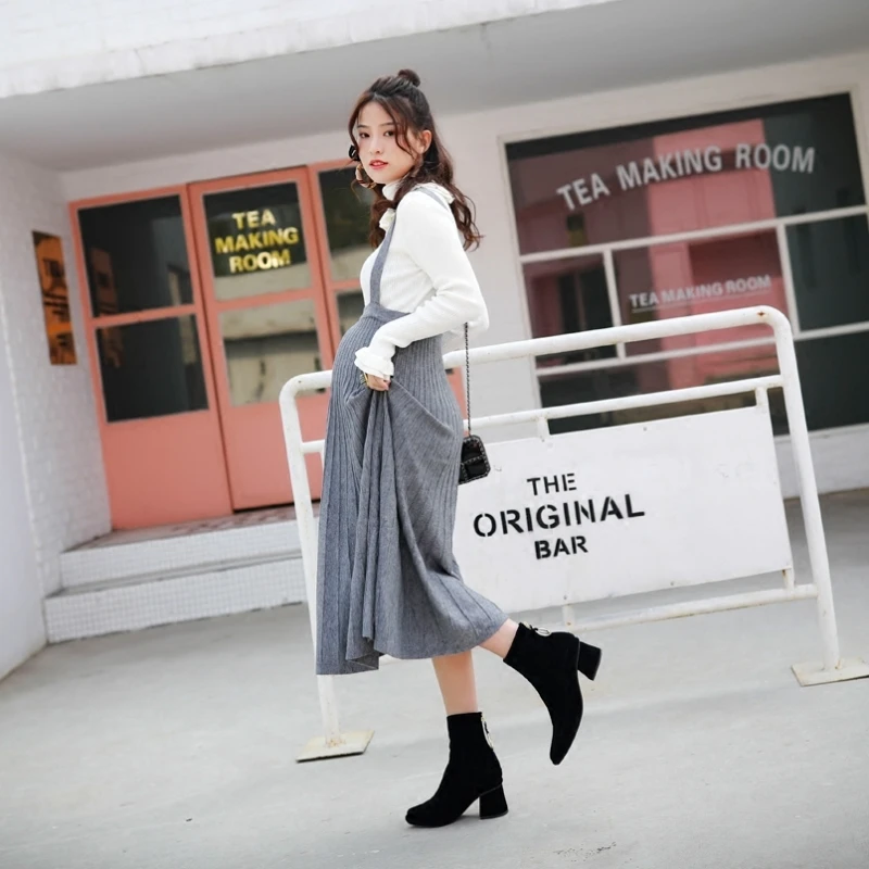 GRRCOSY корейские юбки женские Осенние для беременных эластичный пояс ремень юбка