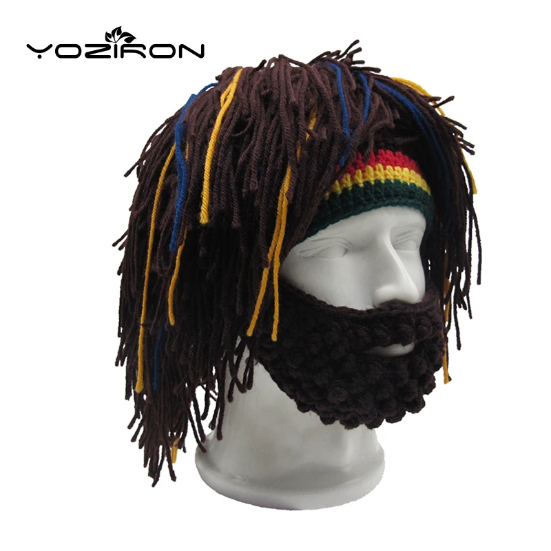 Парик для бороды ручной работы Зимняя Шапка бини Rasta вязаные усы взрослых мужские