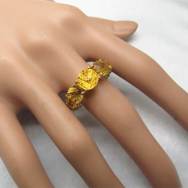 

7.8CT SOLID 14K YELLOW GOLD NATURAL GORGEOUS YELLOW CITRINE ENGAGEMENT RING