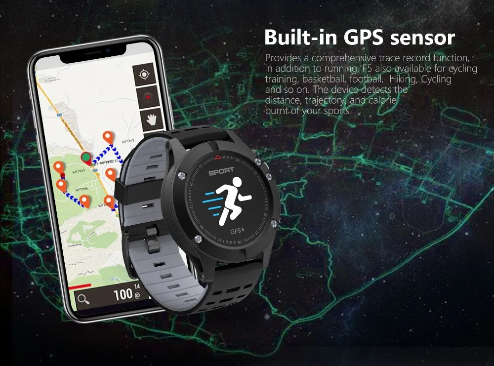 Оригинальный F5 gps смарт браслет часы альтиметр барометр термометр Bluetooth 4 2 умные