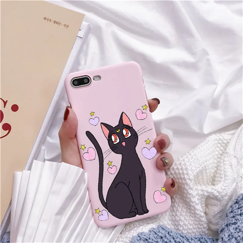 TPU Роза аниме японское Сейлор Мун каваи Кот Caso de Telefone Para o iphone 6 Puls S 7 8 Puls X Casos Macio Voltar Capa Funda Coque - Цвет: TPU