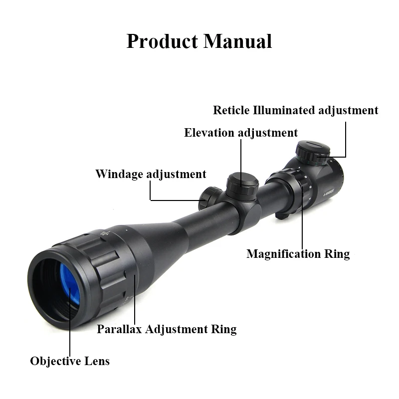 4-16X40 AOEG Riflescope охотничий подсвечиваемый зеленый и красный точечный прицел Crosshair прицел для страйкбола пневматические пистолеты Caza