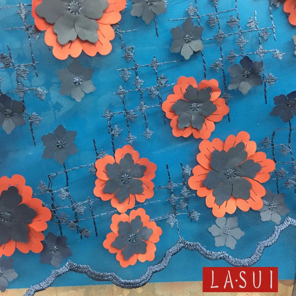 

Lasui The new 3D FLOWERS embroidery lace mesh fabric vogue Multiple color latest fashion