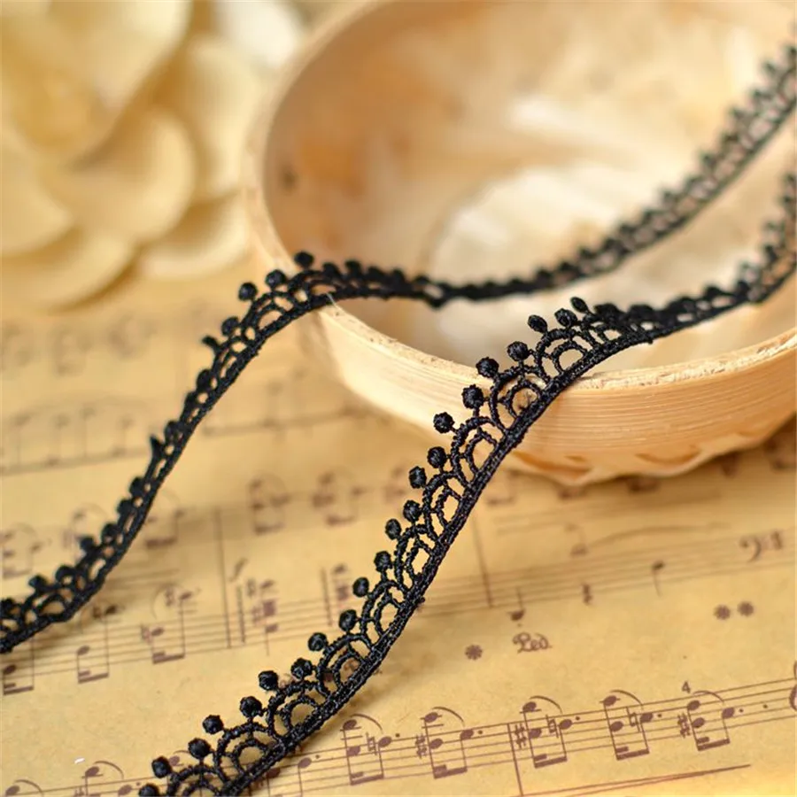 1yard Black Fabric Lace Trim Cotton DIY Sewing Crafts for Curtatin Dress Decor Handmade Crocheted Ribbon Apparl Accessories|Кружево| |
