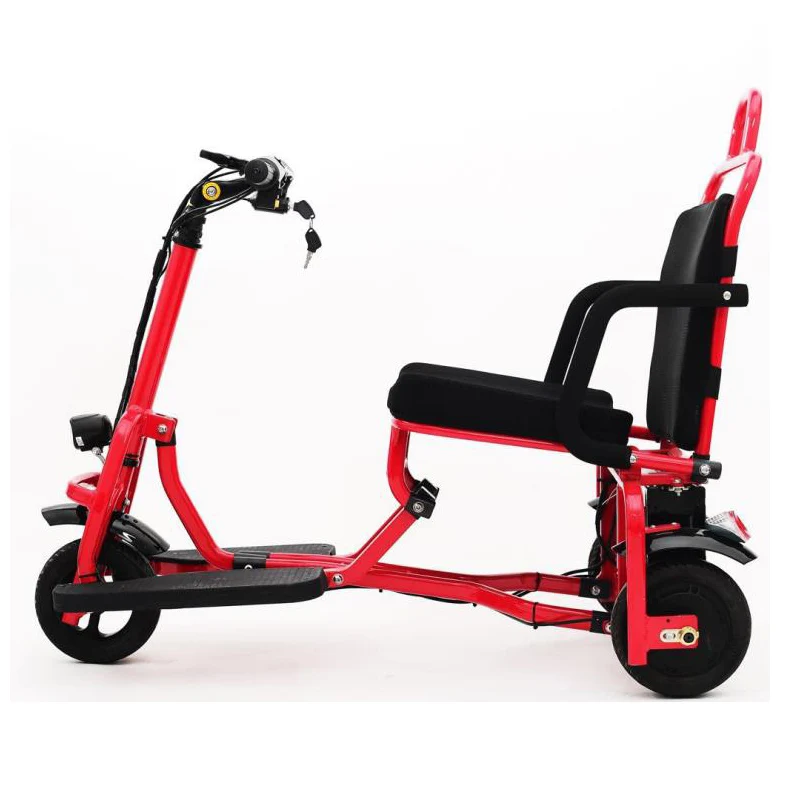 8inch red Алюминиевый сплав складной Электрический трехколесный велосипед 8 дюймов и 10 дюймов электрический велосипед для пожилых людей может войти в лифт складной электрический велосипед - Цвет: 8inch red