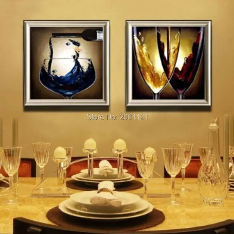 hand painted modern dining room decorative oil paintings champagne glass wall canvas art wine life painting picture decor | Дом и сад