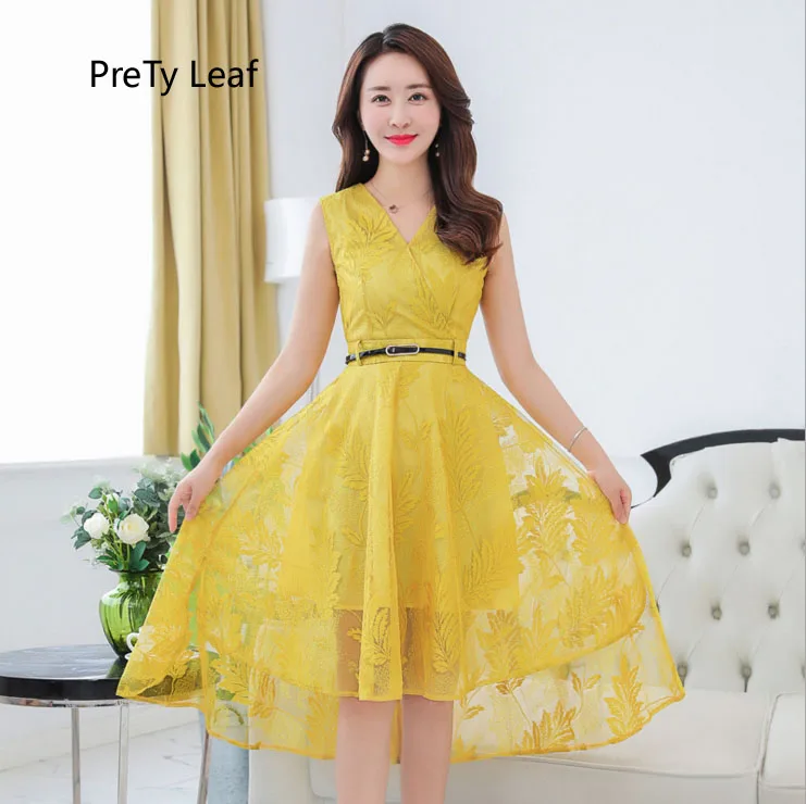 Фото 2018 Temperament Sleeveless V-neck Lace Dress Женская одежда 2018 Temperament Sleeveless V-neck Lace Dress Женская одежда