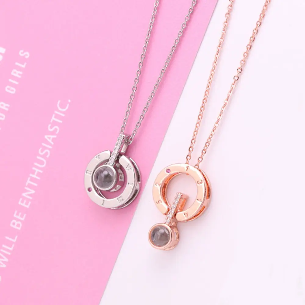 Романтическая S925 серебряная подвеска Lover's Light I Love You круглая ожерелье пара