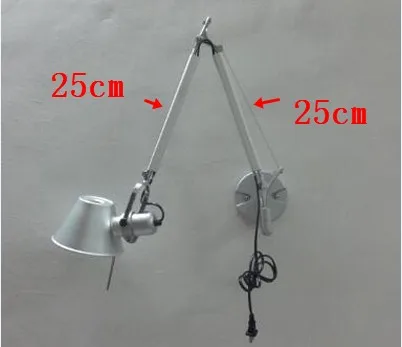 middle size silver Простые современные Складные Настенные светильники, Длинные регулируемые алюминиевые бра, телескопические Настенные светильники для спальни - Цвет абажура: middle size silver