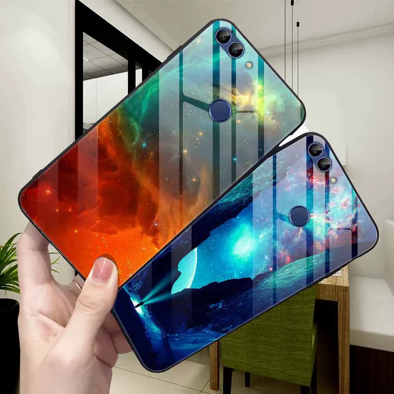 Чехол из закаленного стекла для Huawei P Smart 2018 Мягкий бампер 3D печать чехол FIG-LX1