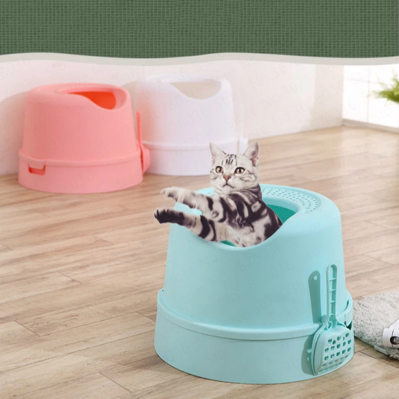 

Top-in cat litter pot anti-splashing pull cat toilet deodorant large cat litter box fully enclosed on cat toilet