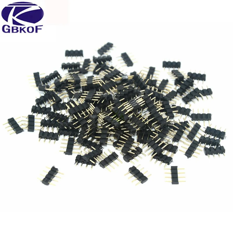 20 шт./лот, 4pin RGB светодиодный светильник разъем ленты, 4 pin иглы, мужской тип двойной 4pin, для 3528 5050 RGB светодиодный разъем полосы