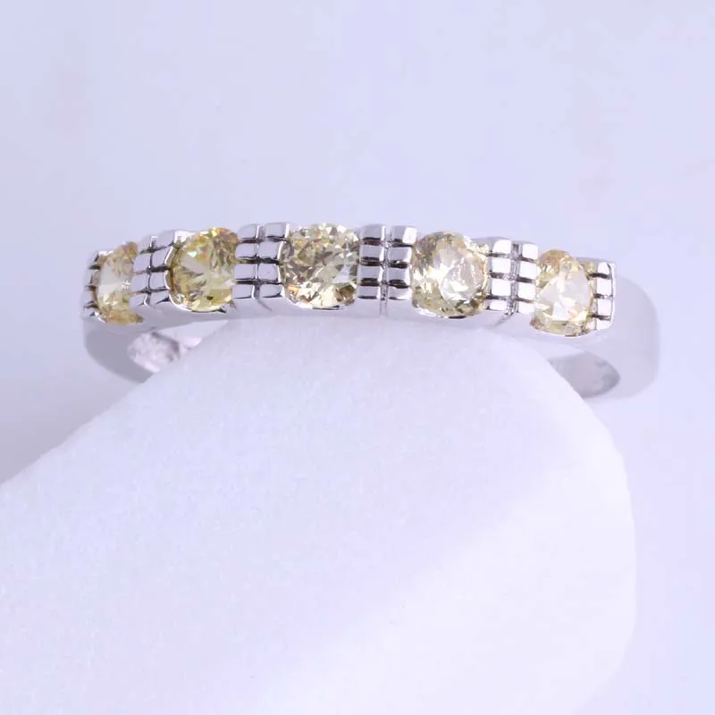 Любовный монолог элегантный желтый кристалл серебряный цвет кольца Размер